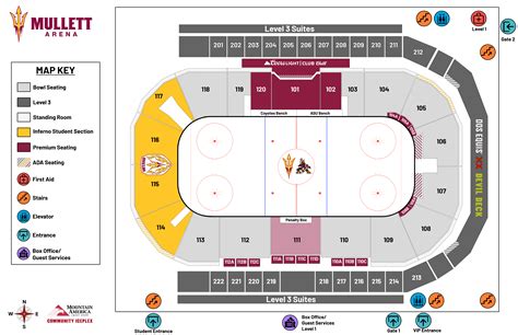 Mullett arena seating chart - Mullett Arena has two sheets of regulation-sized NHL ice that are known as: Mullett Arena – 5000 capacity. Mountain America Community Iceplex – 300 capacity. Mullett Arena is the home of the Sun Devil Men’s Ice Hockey program, Men’s and Women’s ASU Club Hockey Teams, Arizona Coyotes NHL Hockey, Live National Touring Acts and so much more!